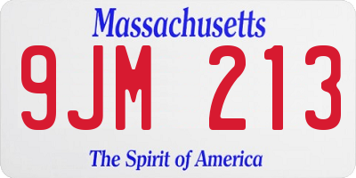 MA license plate 9JM213