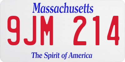 MA license plate 9JM214