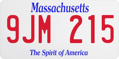 MA license plate 9JM215