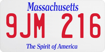 MA license plate 9JM216