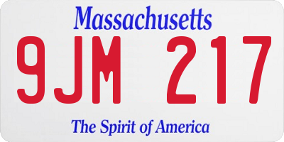 MA license plate 9JM217