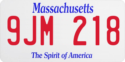 MA license plate 9JM218