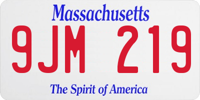 MA license plate 9JM219