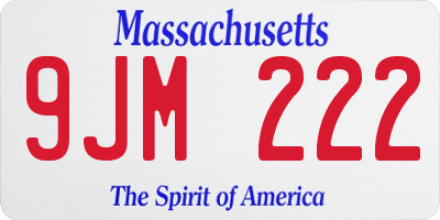 MA license plate 9JM222