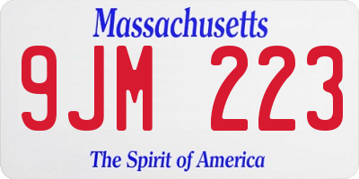 MA license plate 9JM223