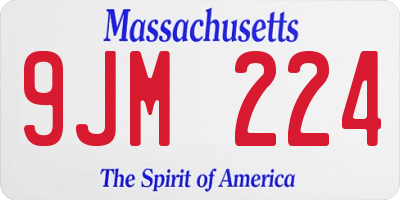 MA license plate 9JM224