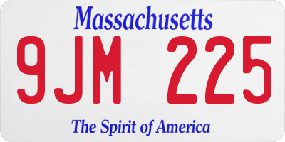 MA license plate 9JM225
