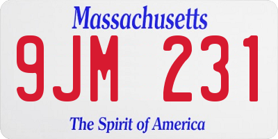 MA license plate 9JM231