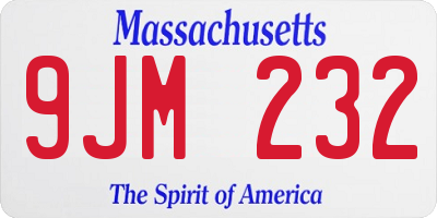 MA license plate 9JM232