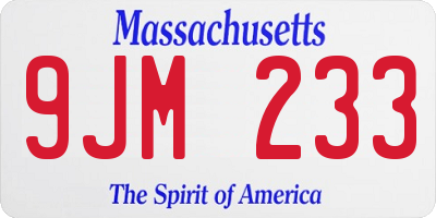MA license plate 9JM233