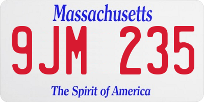 MA license plate 9JM235