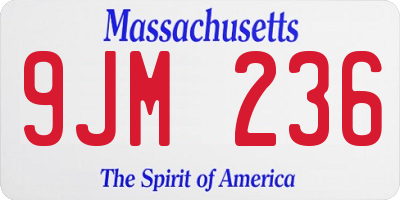 MA license plate 9JM236