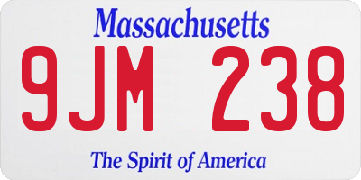 MA license plate 9JM238