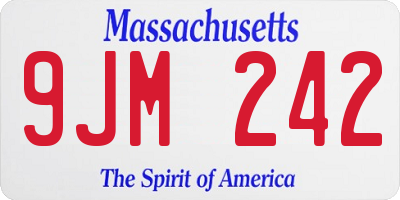 MA license plate 9JM242