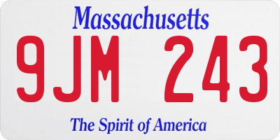 MA license plate 9JM243