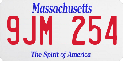 MA license plate 9JM254
