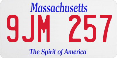 MA license plate 9JM257