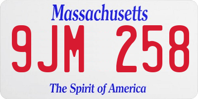 MA license plate 9JM258