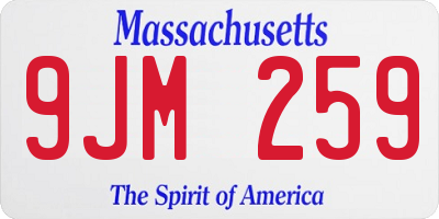 MA license plate 9JM259