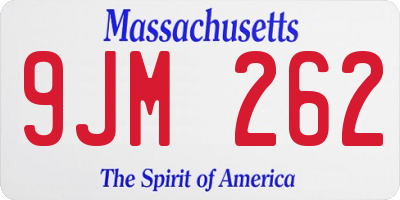 MA license plate 9JM262