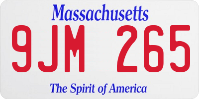 MA license plate 9JM265
