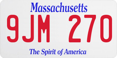 MA license plate 9JM270