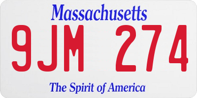 MA license plate 9JM274