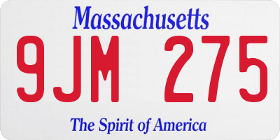 MA license plate 9JM275