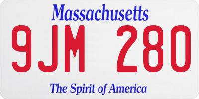 MA license plate 9JM280