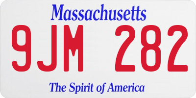 MA license plate 9JM282