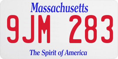 MA license plate 9JM283