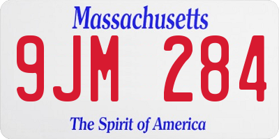 MA license plate 9JM284