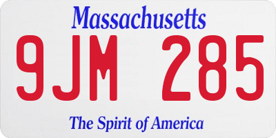 MA license plate 9JM285