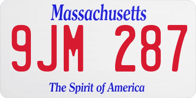 MA license plate 9JM287