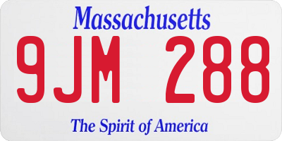 MA license plate 9JM288