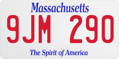 MA license plate 9JM290