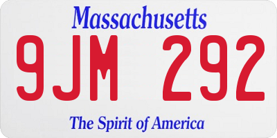 MA license plate 9JM292