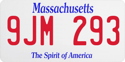 MA license plate 9JM293