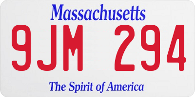 MA license plate 9JM294