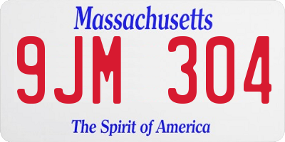 MA license plate 9JM304