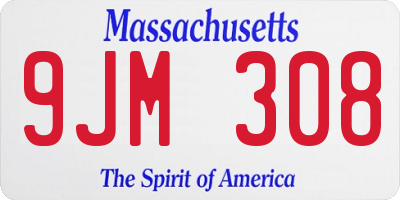 MA license plate 9JM308