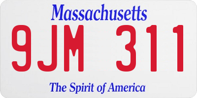 MA license plate 9JM311