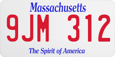MA license plate 9JM312