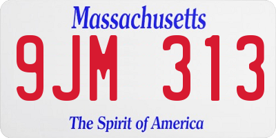 MA license plate 9JM313