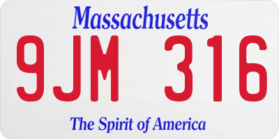 MA license plate 9JM316