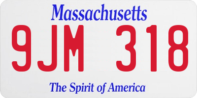 MA license plate 9JM318