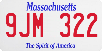MA license plate 9JM322