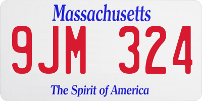 MA license plate 9JM324