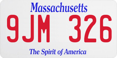 MA license plate 9JM326