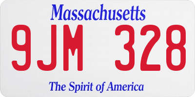 MA license plate 9JM328